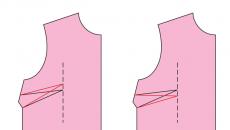 Перевод нагрудной вытачки к линии бока Перенос плечевой вытачки в нагрудную