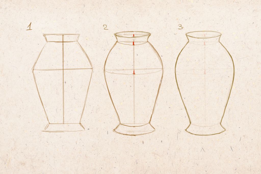 Вазы поэтапно карандашом. Рисование с натуры предметов симметричной формы ваза для цветов. Этапы рисования вазы. Эскиз вазы. Рисование с натуры предметов комбинированной формы ваза.